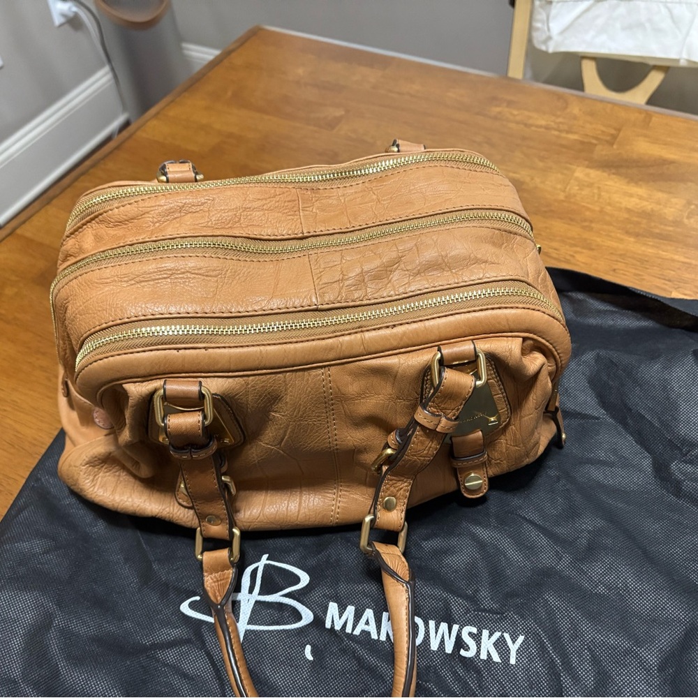 B. Makowsky Tan Leather Satchel